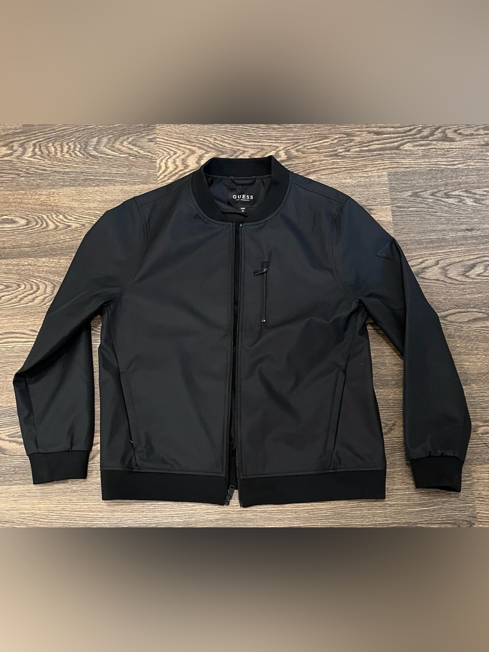 GUESS Men's Black Lightweight Bomber Jacket